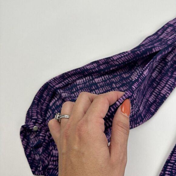 A.N.A A New Approach Purple Tie Dye Cold Shoulder Sllit Sleeves Chiffon Sz XS - Picture 11 of 13